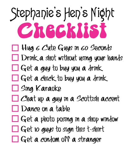 Hen's Night Checklist